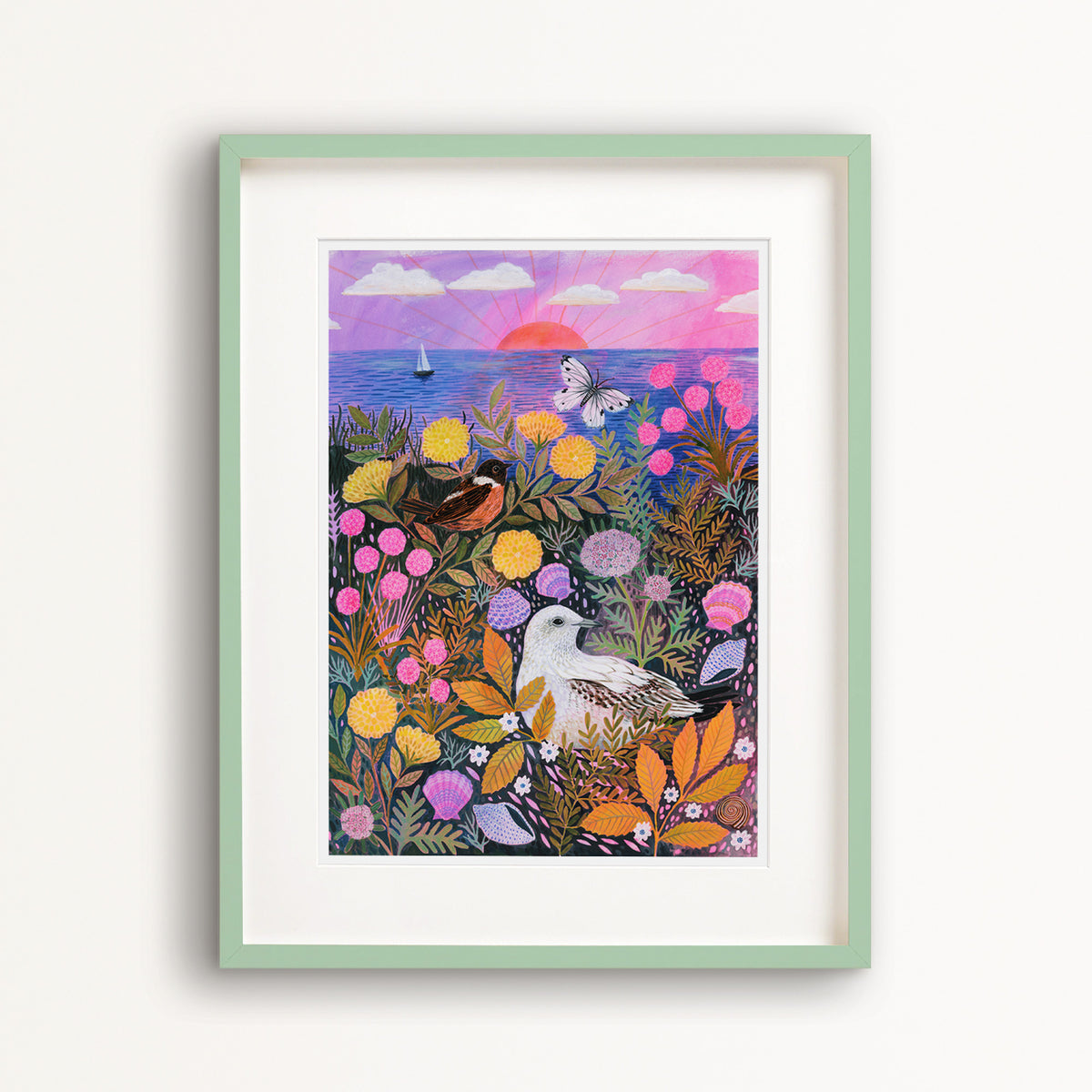 Clifftop Meadow Ocean View Art Print