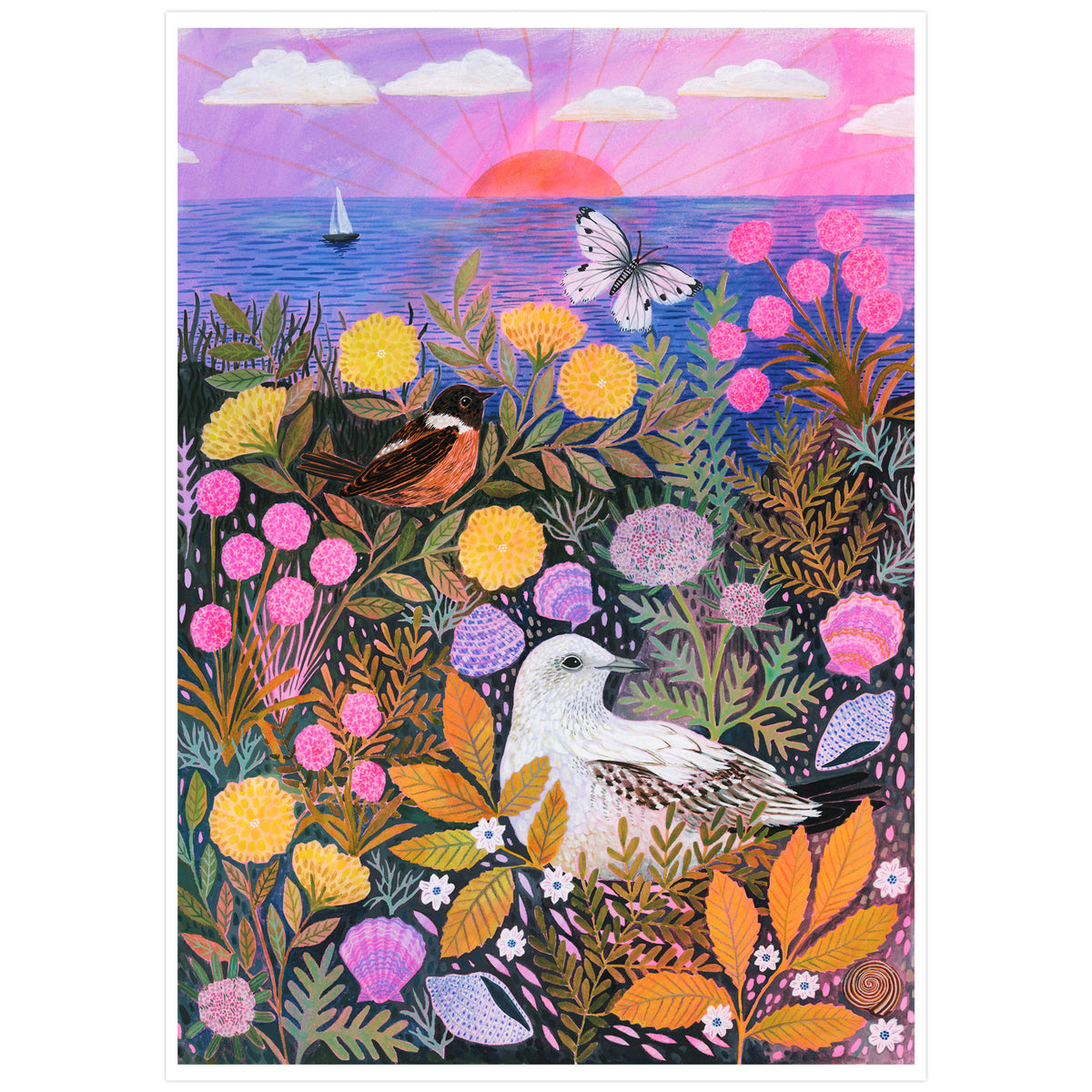 Clifftop Meadow Ocean View Art Print