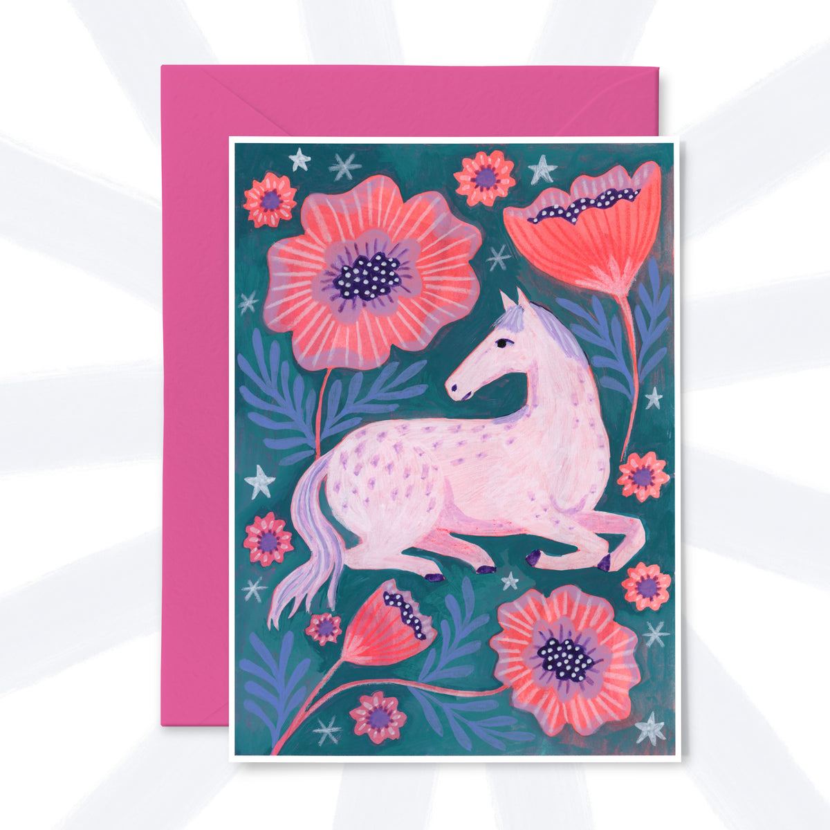 Horse Sized Flowers Greetings Card