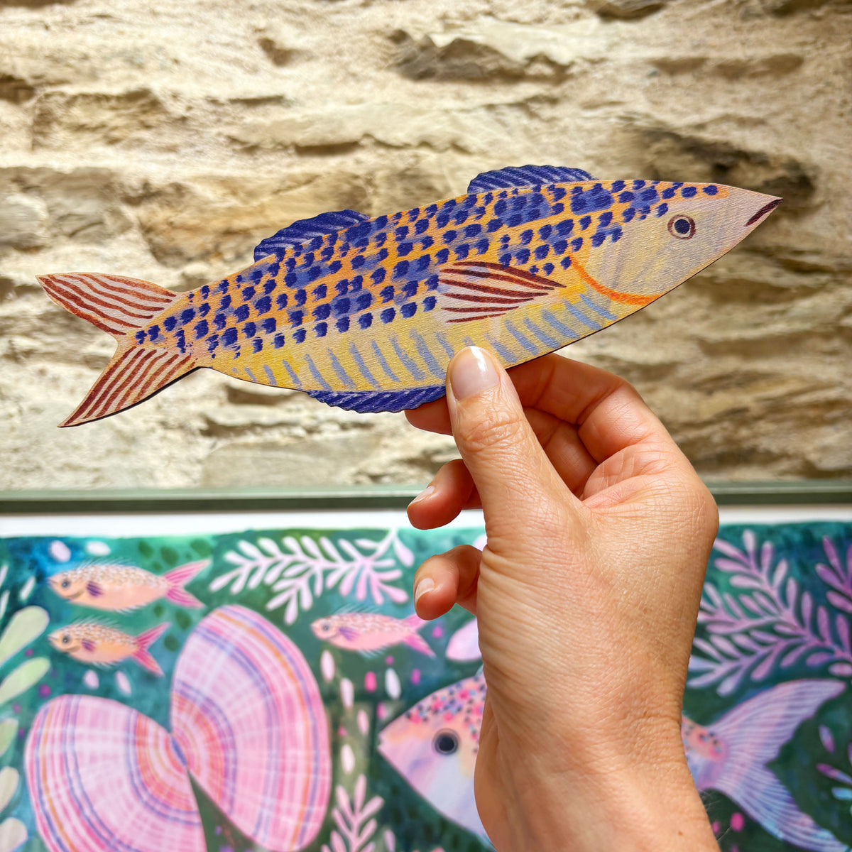 Wooden Mackerel Wall Art - Green