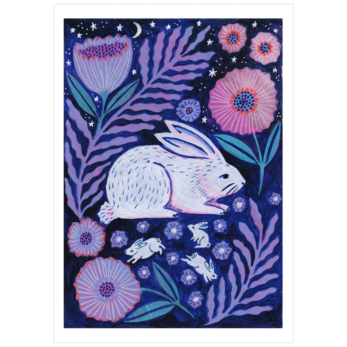 Moon Bunny Mother Art Print