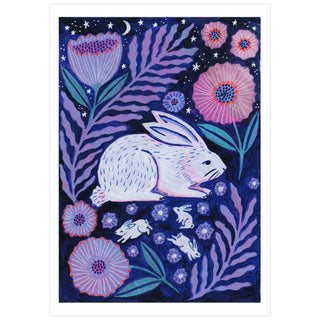 Moon Bunny Mother Art Poster