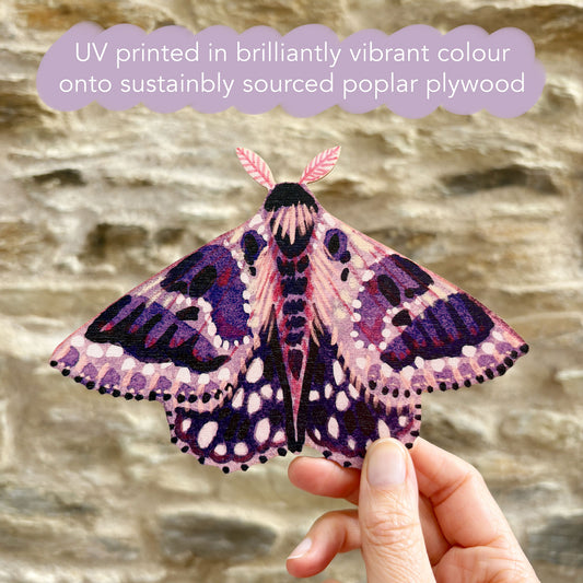 Wooden Moth Decoration - Purple
