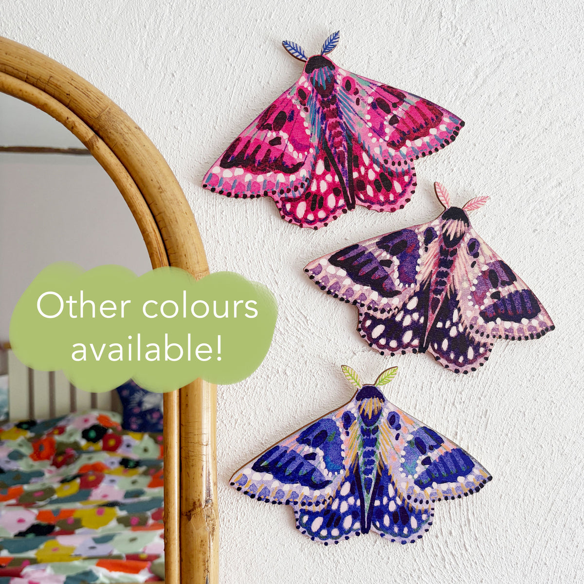 Wooden Moth Decoration - Purple