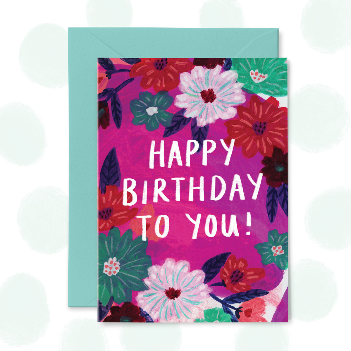 Brushy Florals Birthday Card - Pink