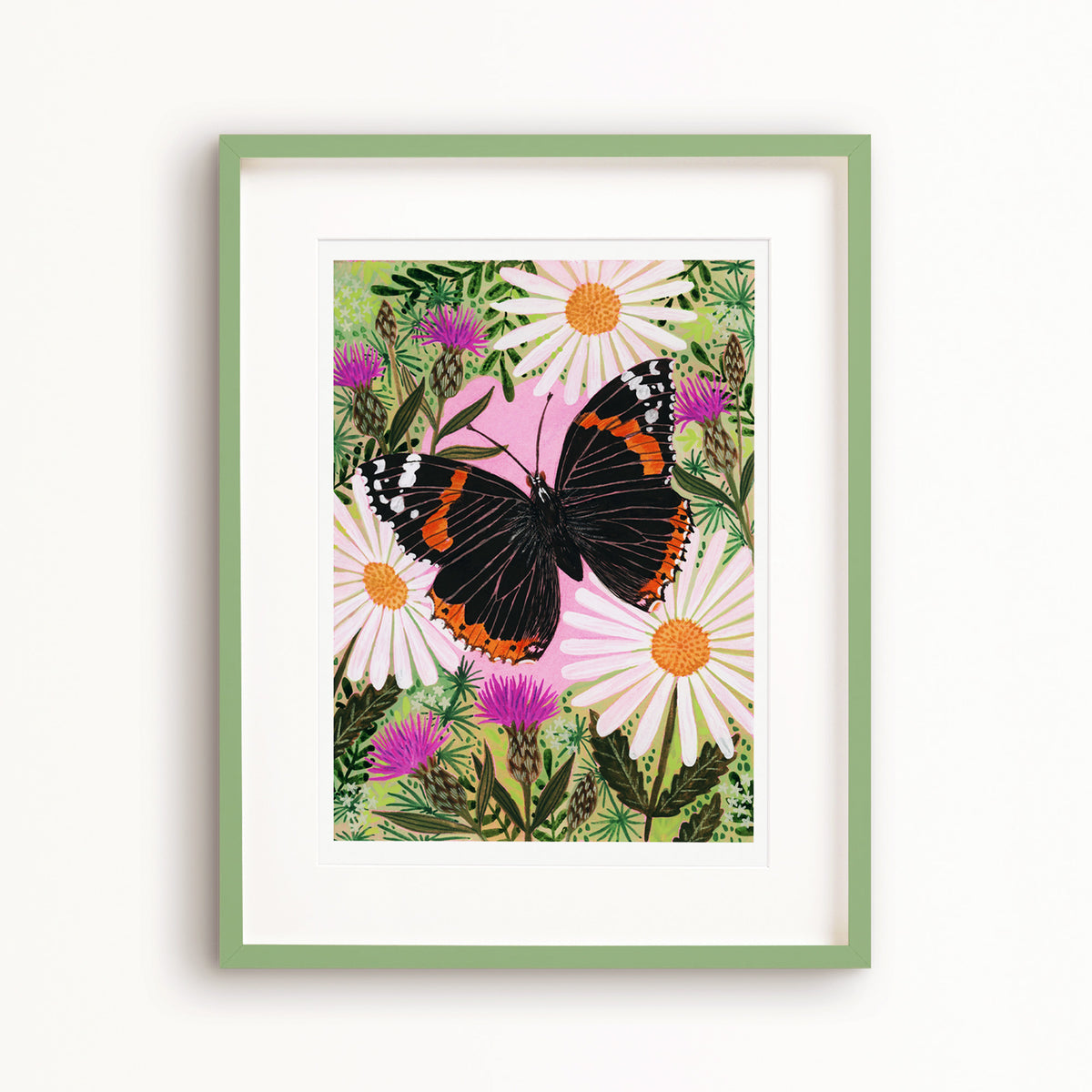 Red Admiral Butterfly Painting Art Print