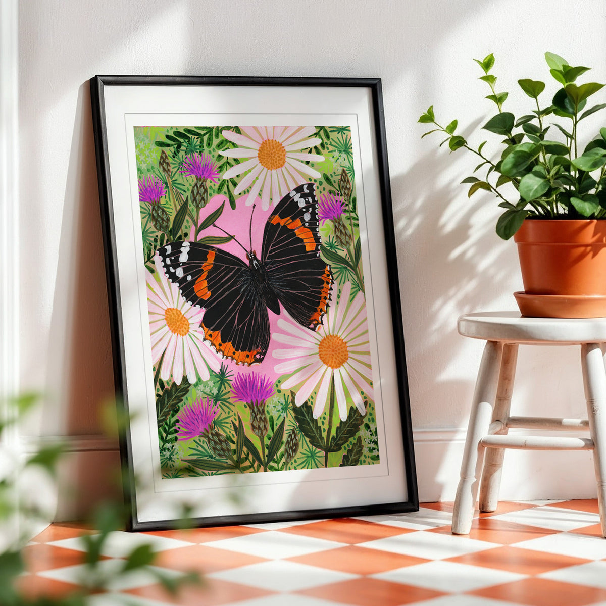 Red Admiral Butterfly Painting Art Print
