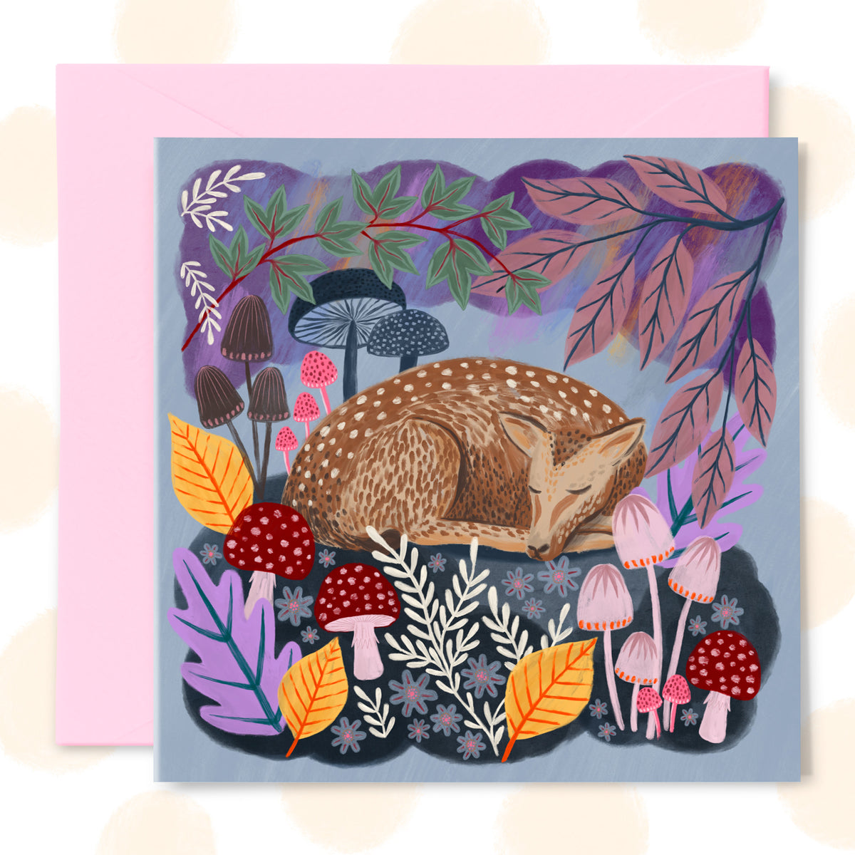 Sleeping Deer Greetings Card