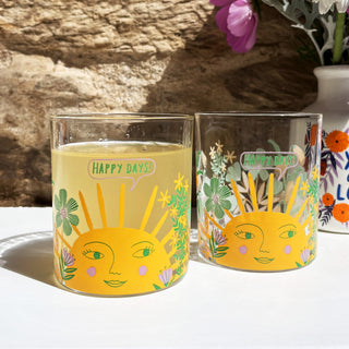 Set of Two Juice Glasses - Happy Days