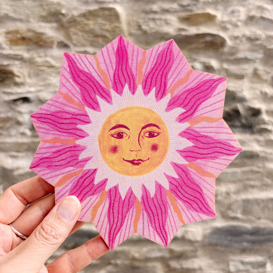 **NEW!** Wooden Sun, Moon and Stars Wall Decorations - Pink and Orange