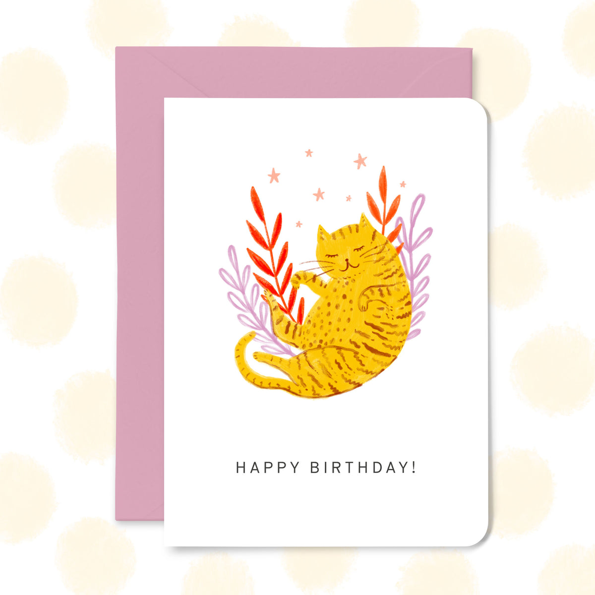 Snoozy Cat Happy Birthday Card