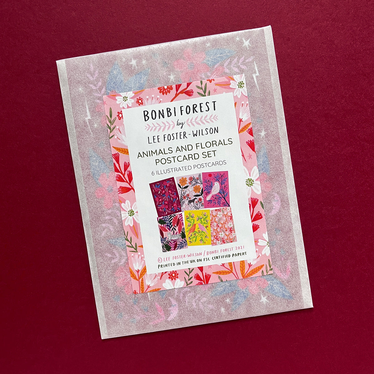 Animals and Florals Postcard Set - Pinks