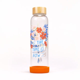 The Time is Now Glass Water Bottle