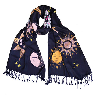 Limited Edition Celestial Bodies Hand Printed Scarf - Dark Blue - 2018