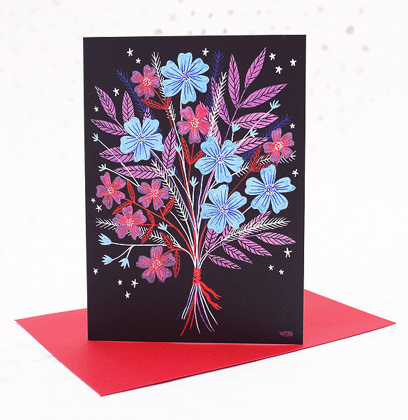 Night Bouquet Greetings Card