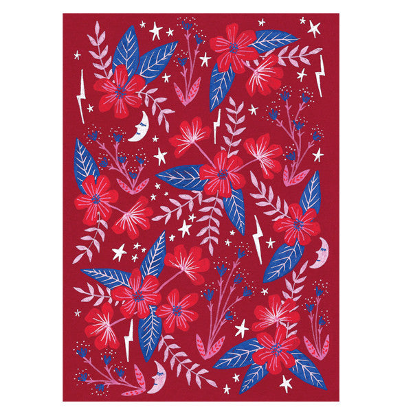 Red Moon Garden Greetings Card