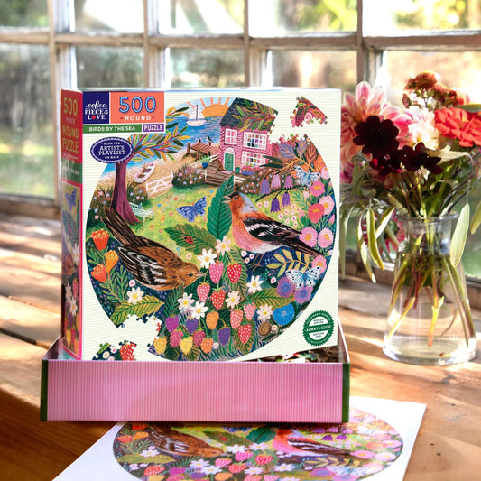 Eeboo Birds By the Sea Round Puzzle
