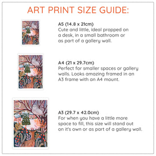 **NEW!** Deer and Snowy Owl Winter Landscape Art Print