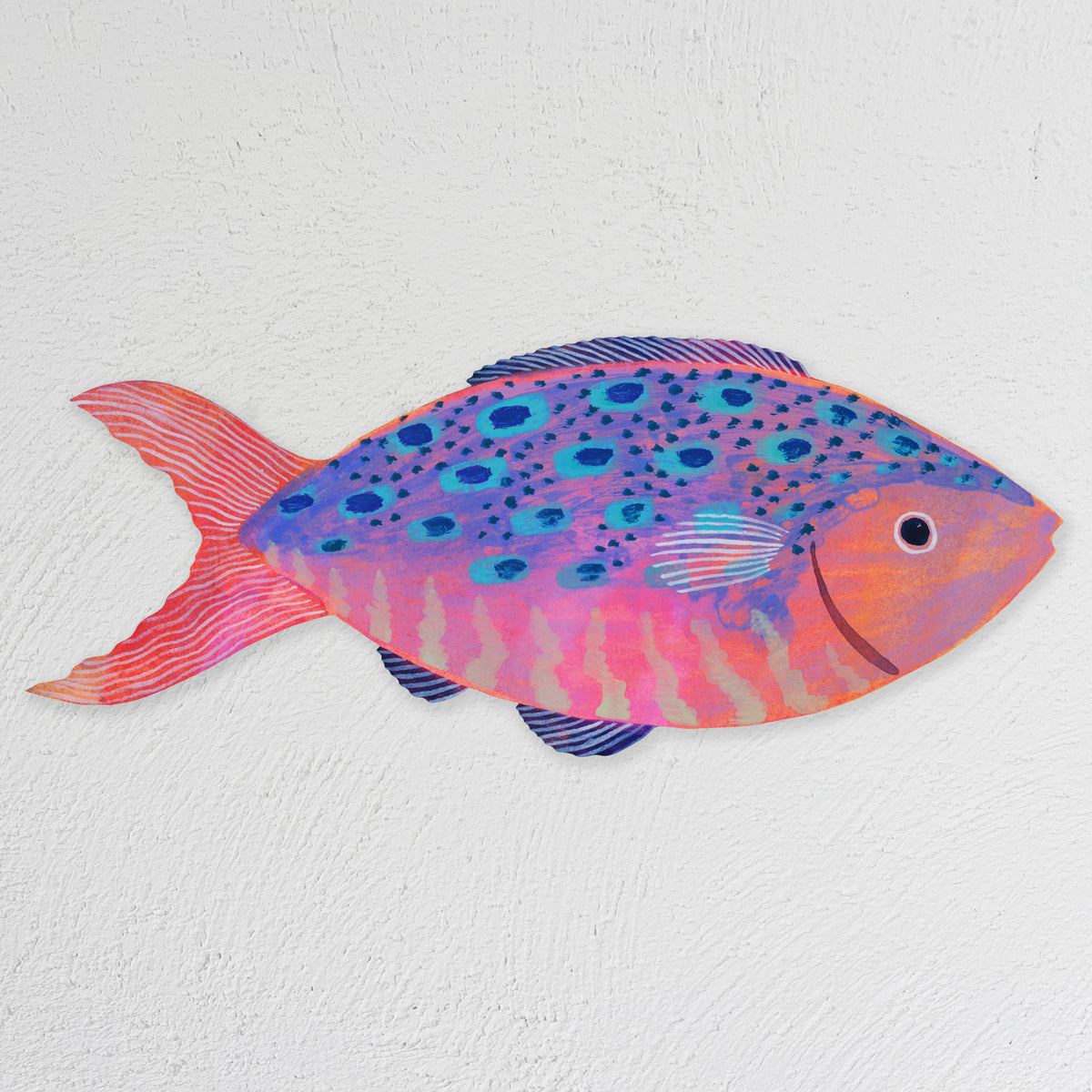 A large wooden fish decoration by Lee Foster-Wilson