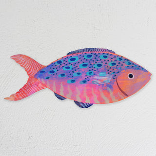 A large wooden fish decoration by Lee Foster-Wilson