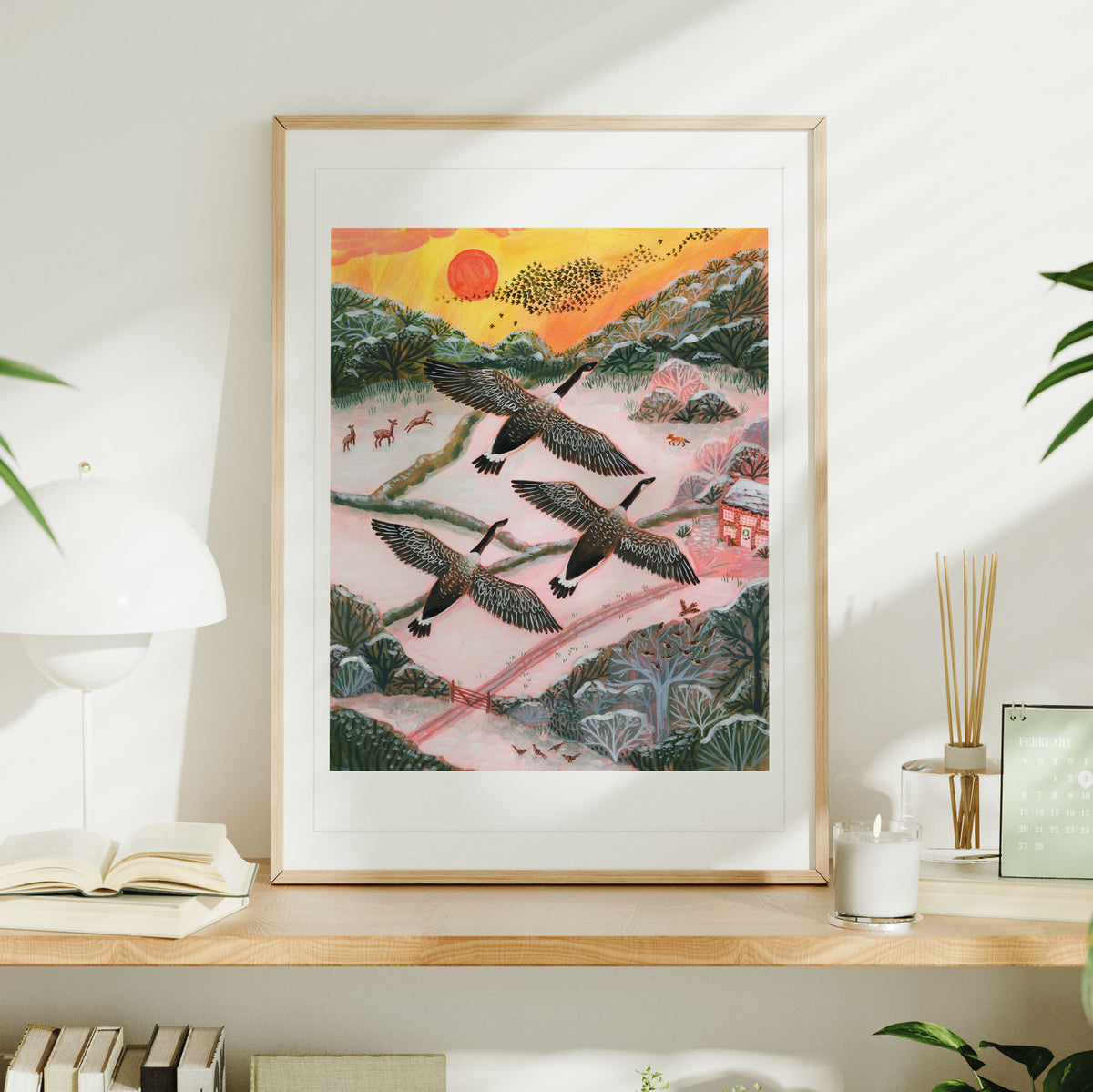 Canada Geese Winter Landscape Art Print