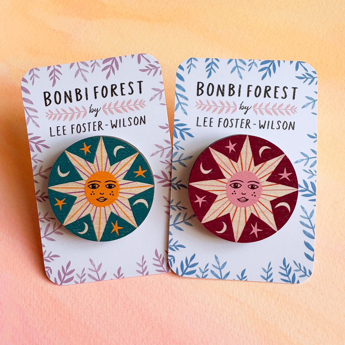 Celestial Star Wooden Pin Badge