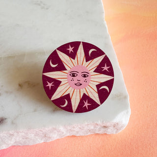 **NEW!** Celestial Star Wooden Pin Badge
