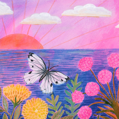 Clifftop Meadow Ocean View Art Print