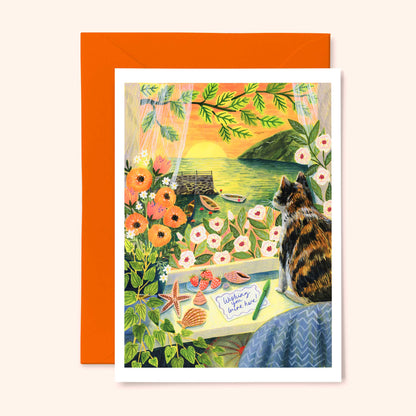 Seaside Cat Greetings Card