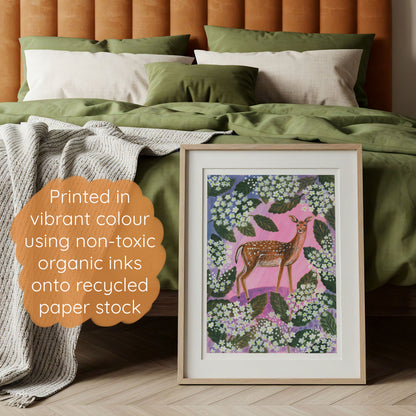 Fallow Deer and Elderflower Art Print
