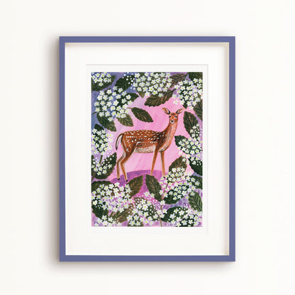 Fallow Deer and Elderflower Art Print