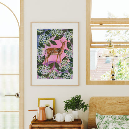 Fallow Deer and Elderflower Art Print
