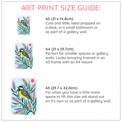 Great Tit Bird Art Print