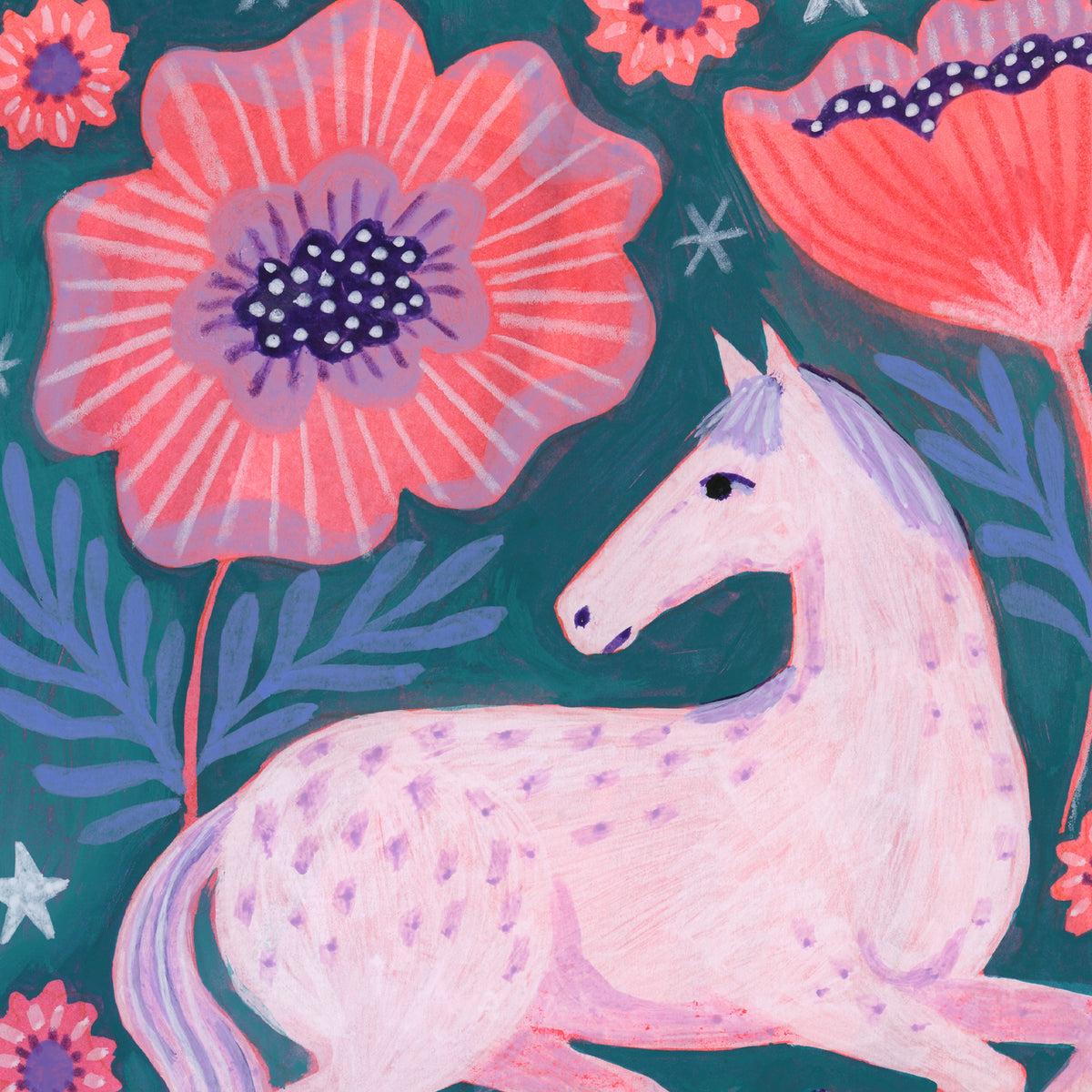 Horse Sized Flowers Art Print
