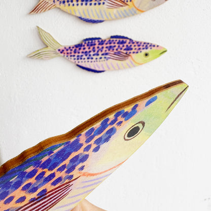 Wooden Mackerel Wall Art - Green