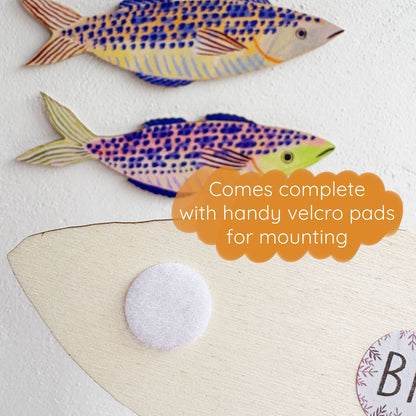 Wooden Mackerel Wall Art - Green