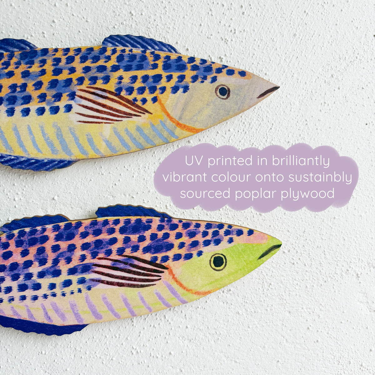 Wooden Mackerel Wall Art - Green
