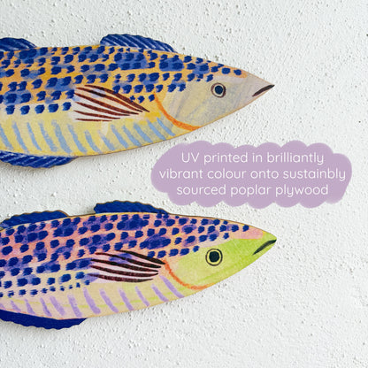 Wooden Mackerel Wall Art - Green