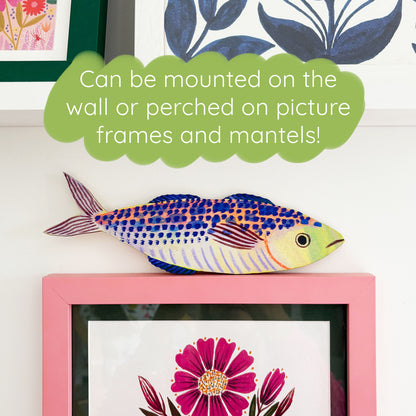 Wooden Mackerel Wall Art - Green