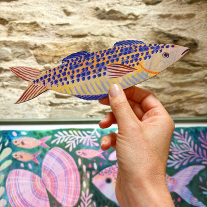 Wooden Mackerel Wall Art - Green