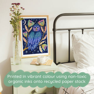 Midnight Owl Night Time Woodland Art Print