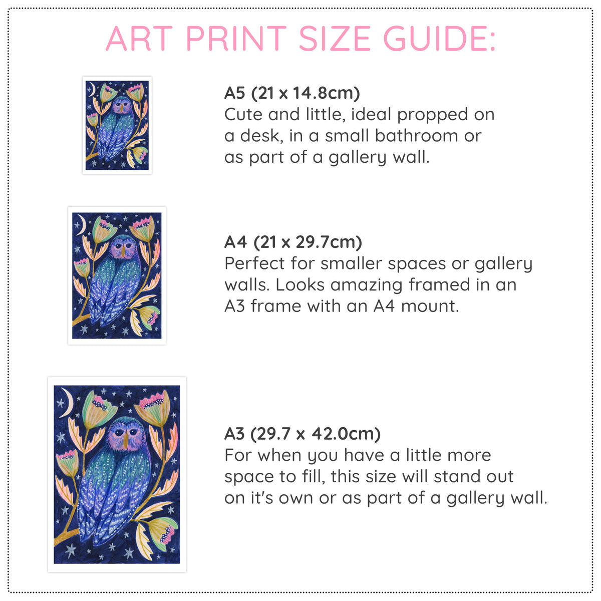 Midnight Owl Night Time Woodland Art Print