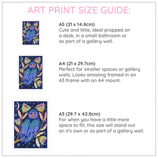 Midnight Owl Night Time Woodland Art Print