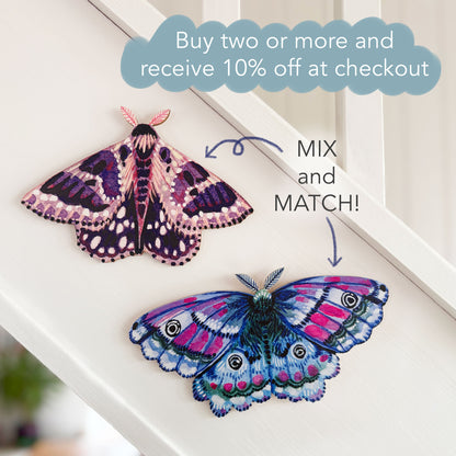 Wooden Moth Decoration - Purple