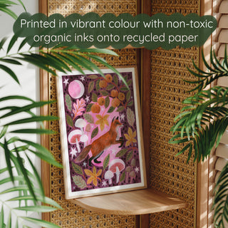 **NEW!** Fox and Mushrooms Autumnal Art Print