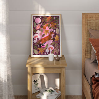 **NEW!** Fox and Mushrooms Autumnal Art Print