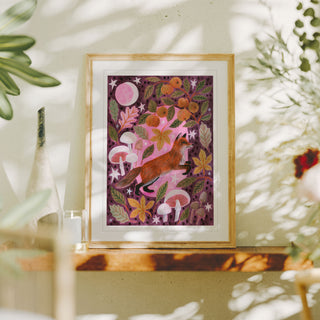 **NEW!** Fox and Mushrooms Autumnal Art Print