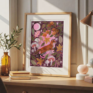 **NEW!** Fox and Mushrooms Autumnal Art Print