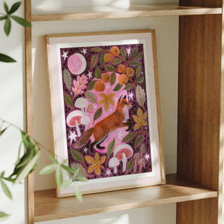 **NEW!** Fox and Mushrooms Autumnal Art Print