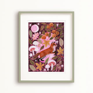 **NEW!** Fox and Mushrooms Autumnal Art Print